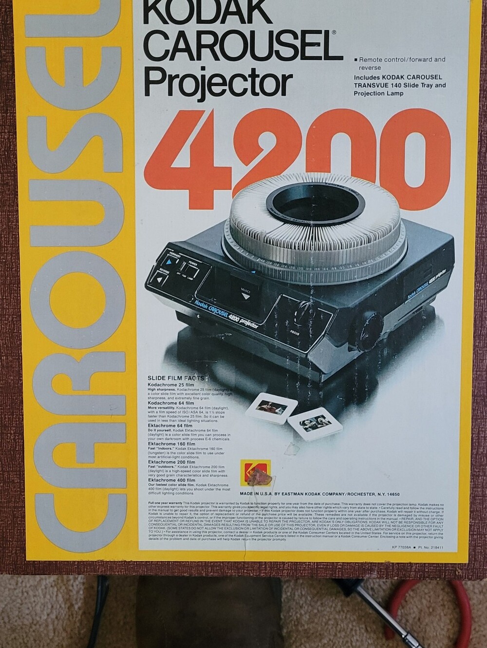Kodak Carousel Projector 4200 Black with Slide Holder Tray